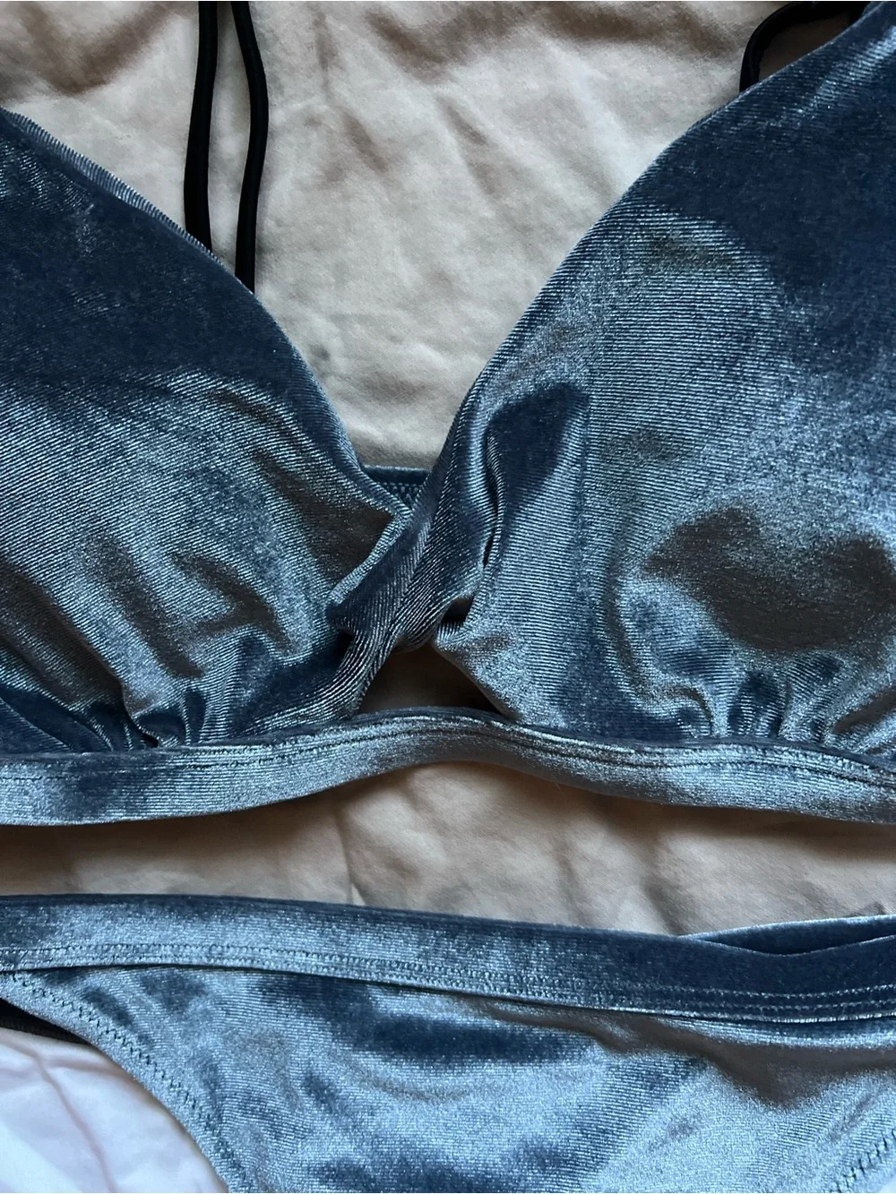 Shimmery Blue Velvet Bikini Set
